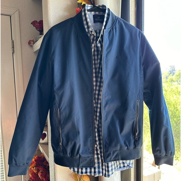 Peter England Blue Zipper pockets Blue lined Bomber size Medium - Picture 11 of 11